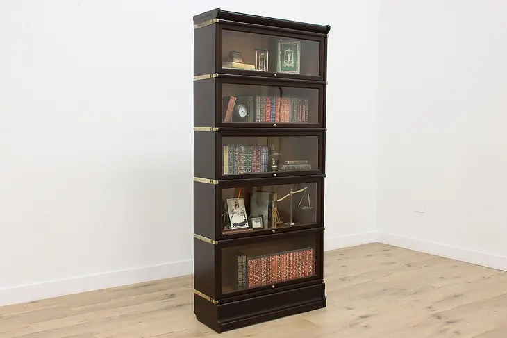 Globe Antique 5 Stack Office Lawyer Mahogany Bookcase #47792