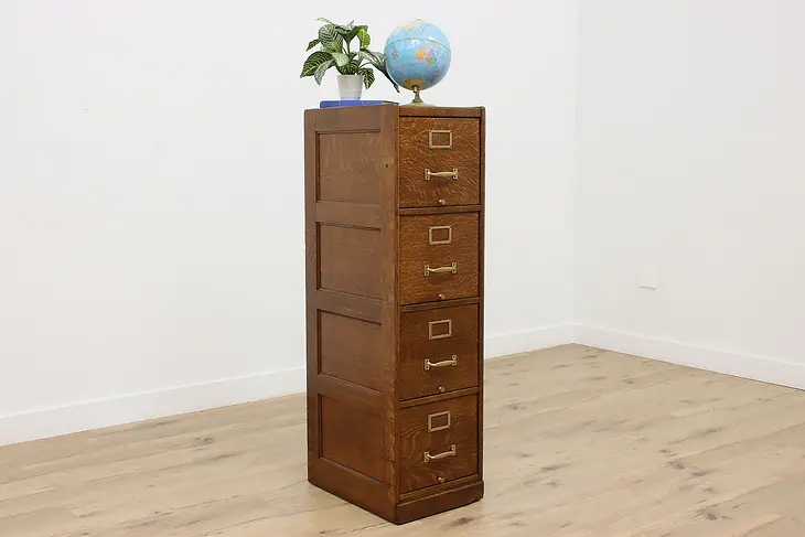 Macey Antique 4 Drawer Oak Office or Library File Cabinet #48109