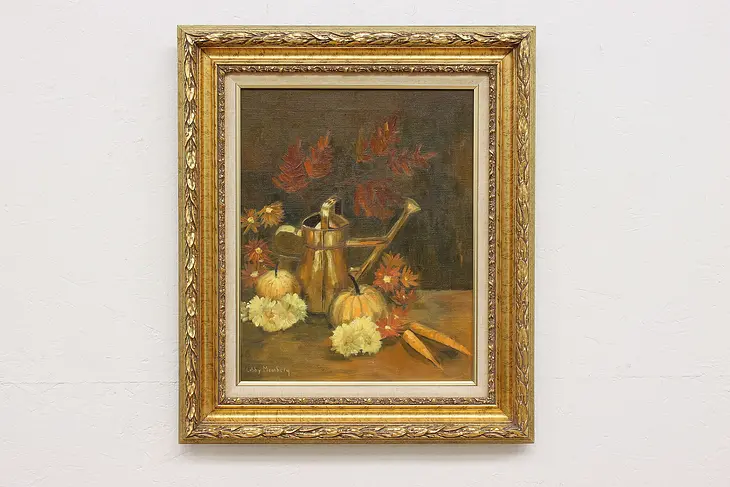 Autumn Still Life Vintage Original Oil Painting Meinberg 28" #47781