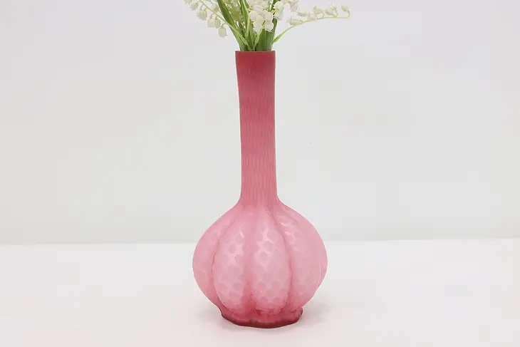 Victorian Antique Cranberry Satin Art Glass Flower Vase #47692