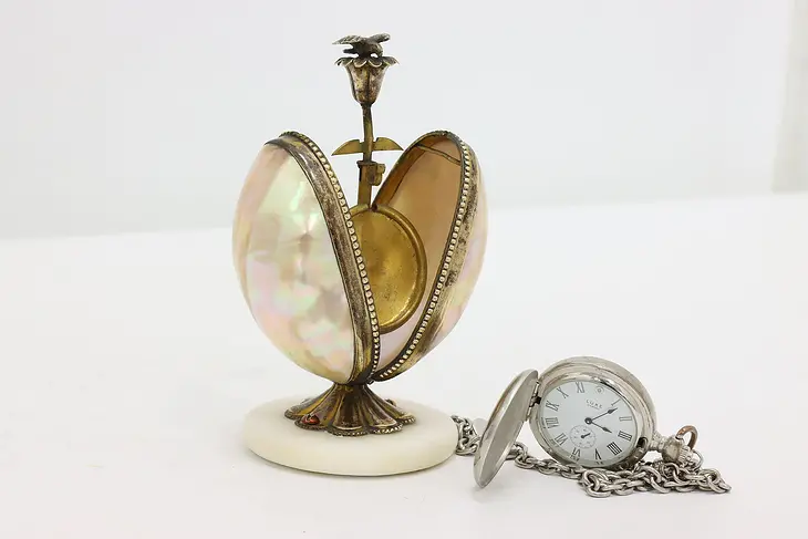 Victorian Antique Abalone Shell & Brass Pocket Watch Case #47676