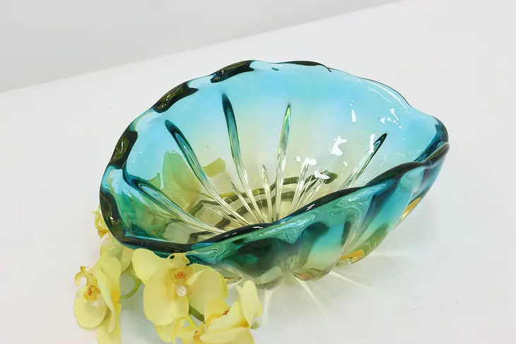Murano Venetian Vintage Art Glass Shell Sculpture Bowl Italy #48290