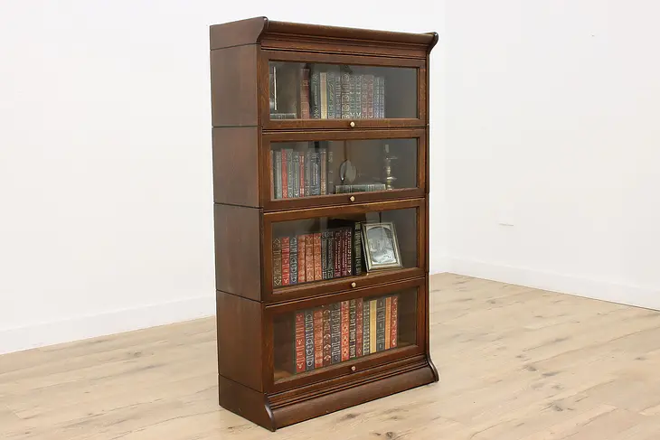 Oak Antique 4 Stack Lawyer Bookcase or Bath Cabinet, GRM #48259