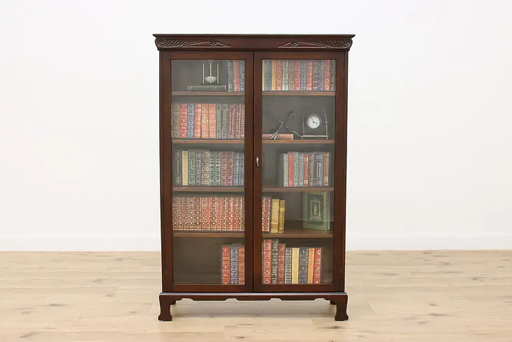 Carved Oak Antique Office or Library Bookcase or Display #48188