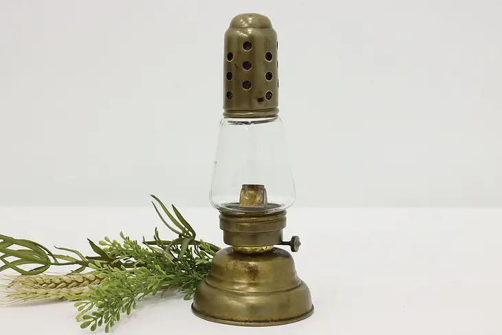 Industrial Salvage Antique Windproof Brass Oil Lamp Pat 1867 #47522