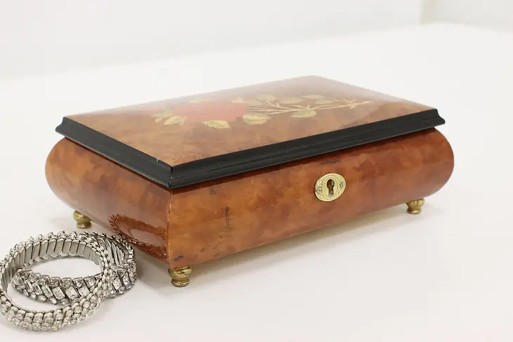 Italian Vintage Marquetry Music & Jewelry Box, Mozart #48171