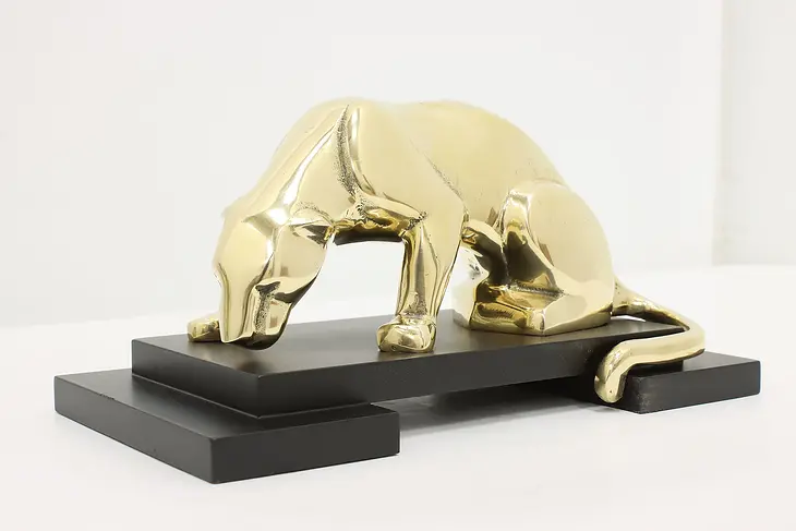 Gold Plated Vintage Crouching Jaguar Sculpture #47138