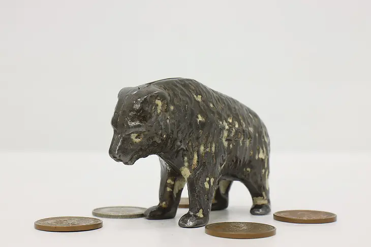 Cast Iron Antique Polar Bear Coin Bank, Teddy #46747