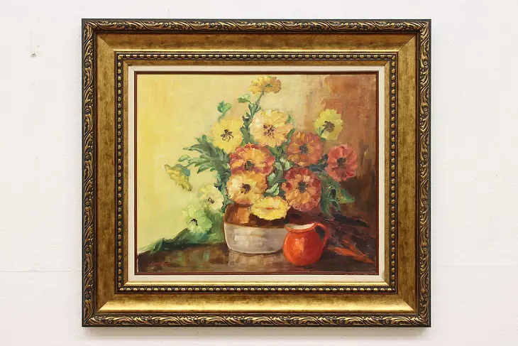 Flowers Still Life Vintage Oil Painting after Vlaminck 34.5" #48007