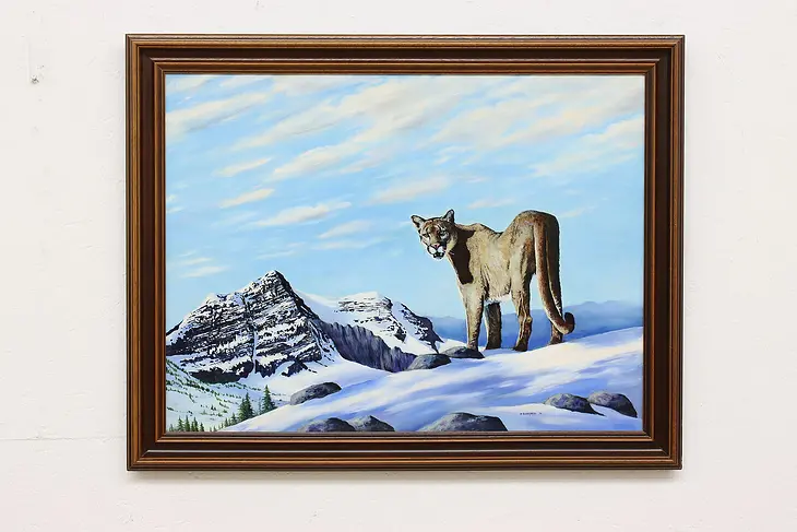 Mountain Lion Vintage Original Painting Zilverberg 33" #47073