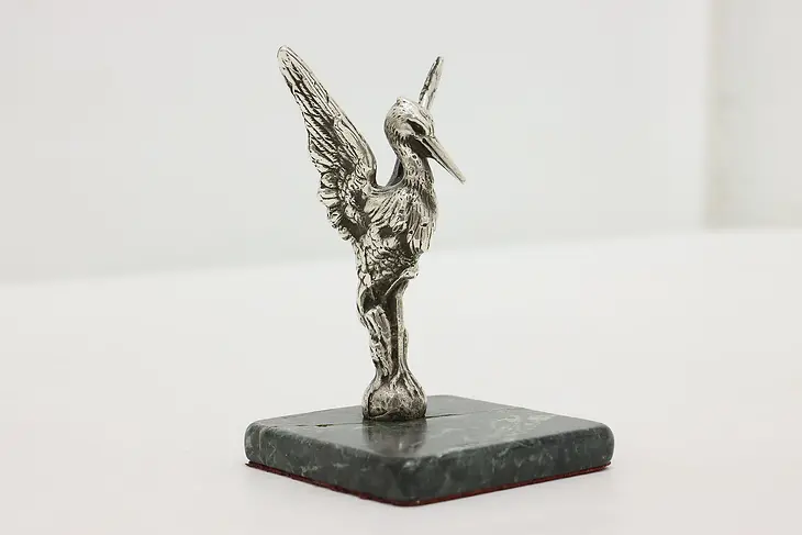 Sterling Silver Antique Stork Sculpture on Marble Base #47662