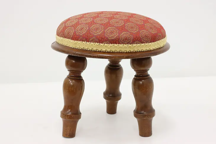 Victorian Farmhouse Antique Carved Walnut Footstool #48413