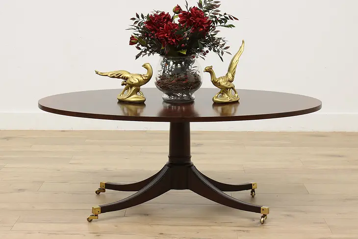 Georgian Design Vintage Mahogany Oval Coffee Table, Hickory #48492