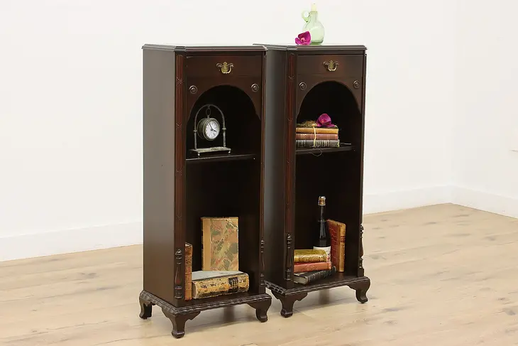 Pair Georgian Antique Nightstands or Bookcases Colonial #48537