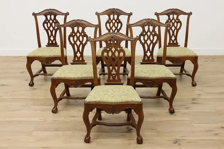 Set of 6 Georgian Antique 1820 Dining Chairs New Fabric #48283