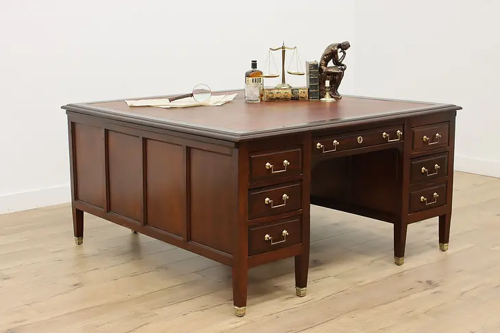 Mahogany Antique Traditional Office or Library Partner Desk #48538