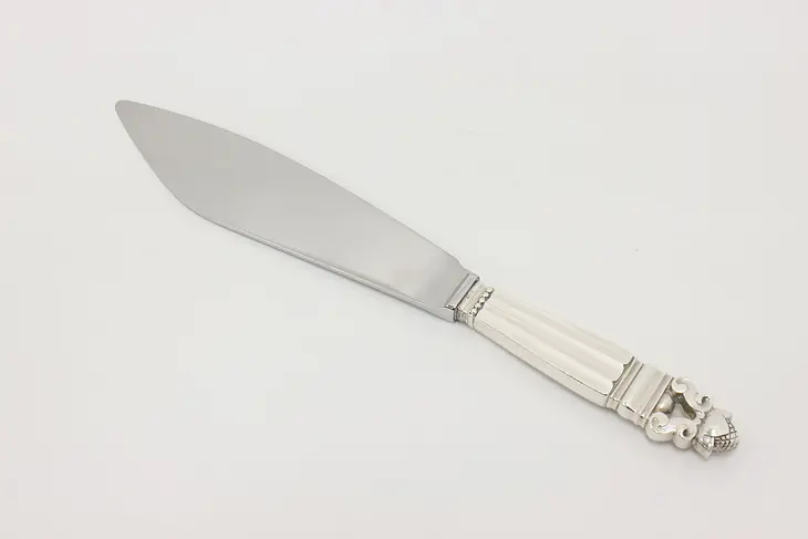 Danish Acorn Sterling Silver Cake Knife, Georg Jensen #48102