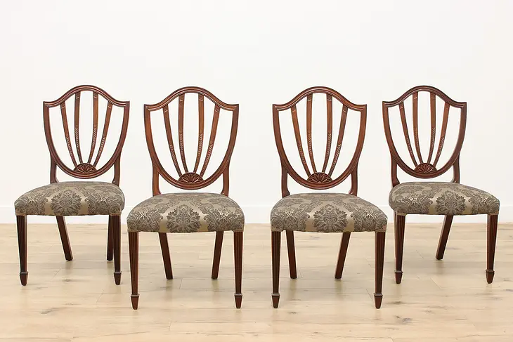 Set of 4 Vintage Mahogany Dining or Game Chairs, Baker #41391