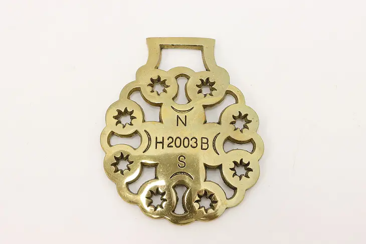 Horse Vintage Brass Harness Medallion, Stars #45905