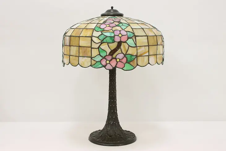 Floral Stained Glass Antique Office or Library Desk Lamp #45313
