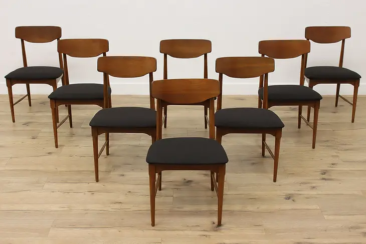 Set of 8 Midcentury Modern Vintage Walnut Dining Chairs #48764