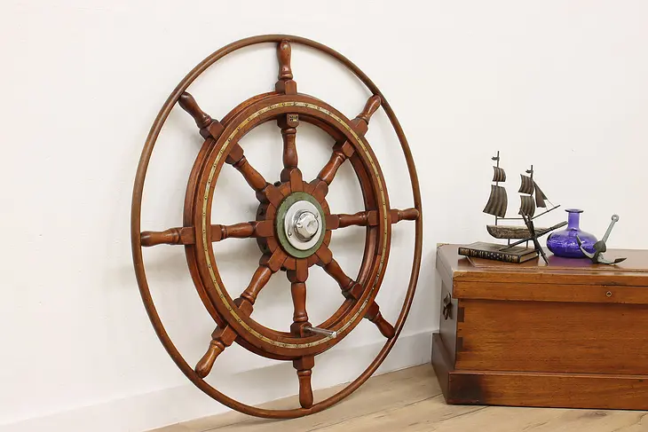 Nautical Salvage Vintage Captain Ship Wheel, Maasbracht #48737