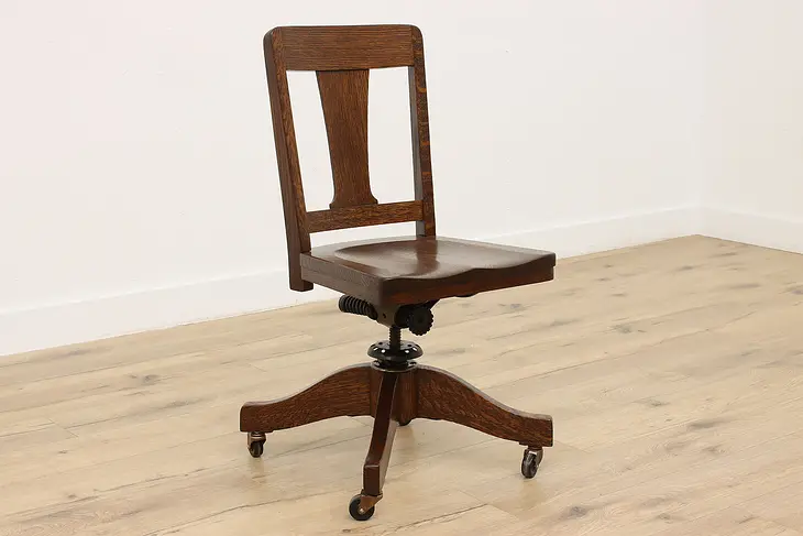 Arts & Crafts Mission Antique Oak Office Desk Chair Colonial #48113
