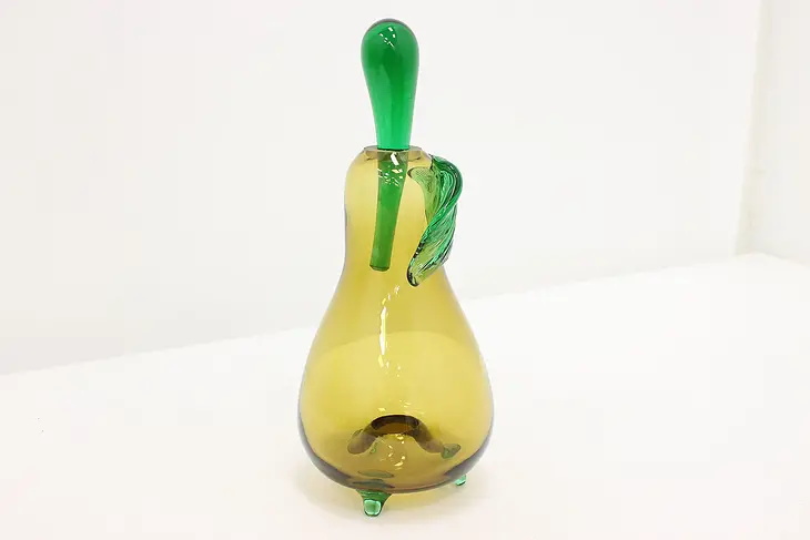 Czech Vintage Blown Art Glass Pear Sculpture, Karlov #48729