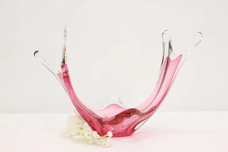 Italian Vintage Murano Pink Art Glass Centerpiece or Bowl #48832