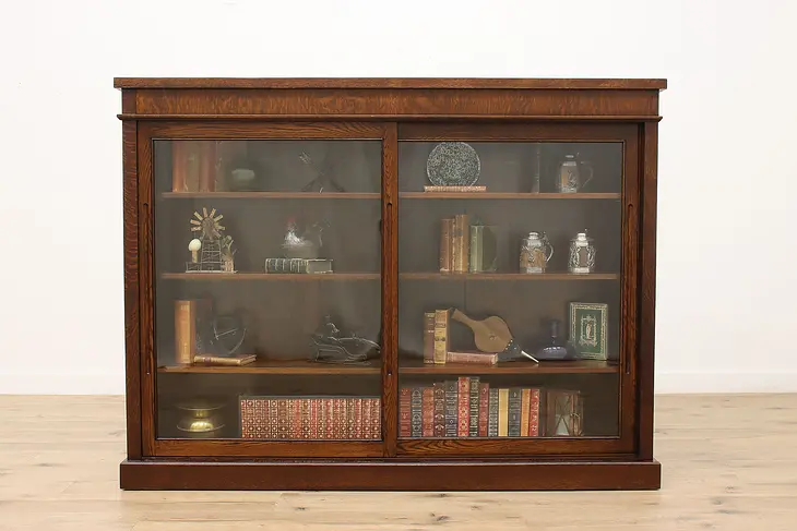 Arts & Crafts Antique Oak Craftsman Bookcase Display Cabinet #36923