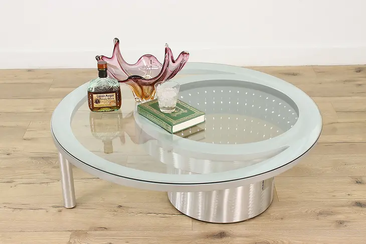Midcentury Modern Design Infinity Mirror Coffee Table, Nova #48039