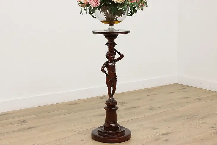 Victorian Antique Plant or Sculpture Pedestal, Carved Figure #48653