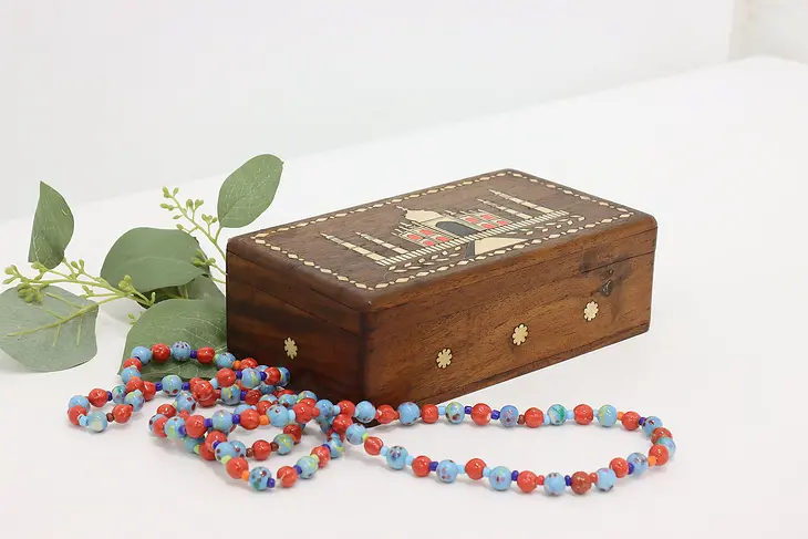 Taj Mahal Vintage Rosewood & Inlay Jewelry or Cigar Box #50067