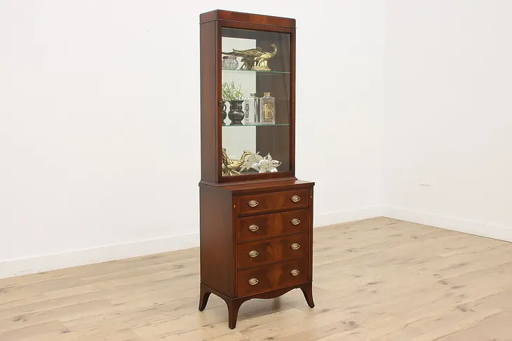 Federal Design Vintage Mahogany Display Cabinet or Curio #49411