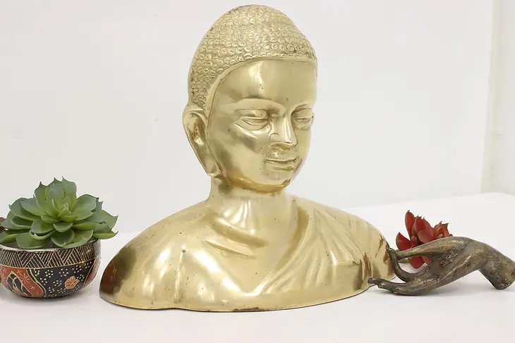 Indian Vintage Brass Bust of Buddha #49395
