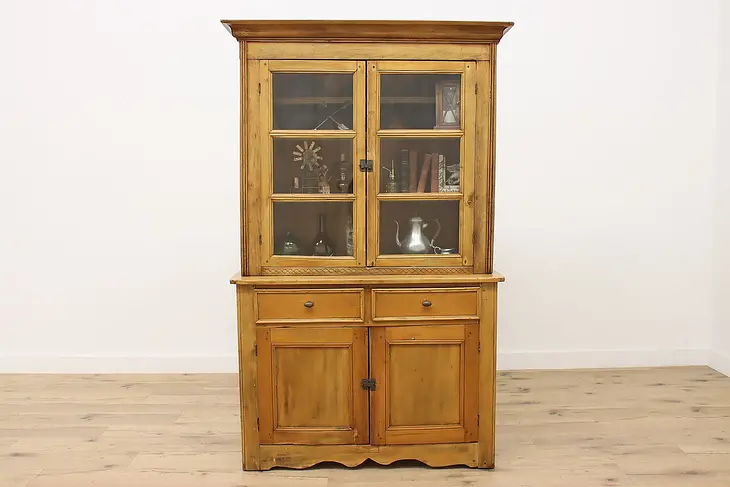Farmhouse Antique Pine Kitchen Cabinet or Pantry Cupboard #50274