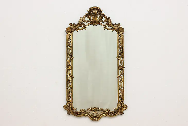 French Antique Carved Hall or Boudoir Wall Mirror #50299