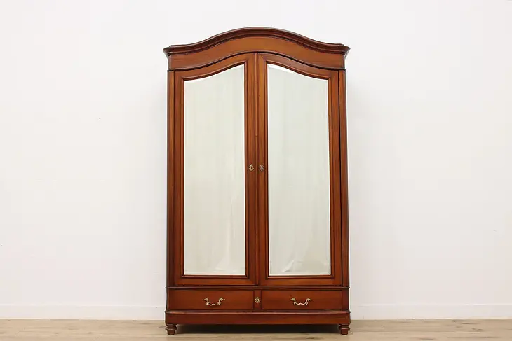 French Antique Mahogany Armoire or Wardrobe, Mirrors #49753