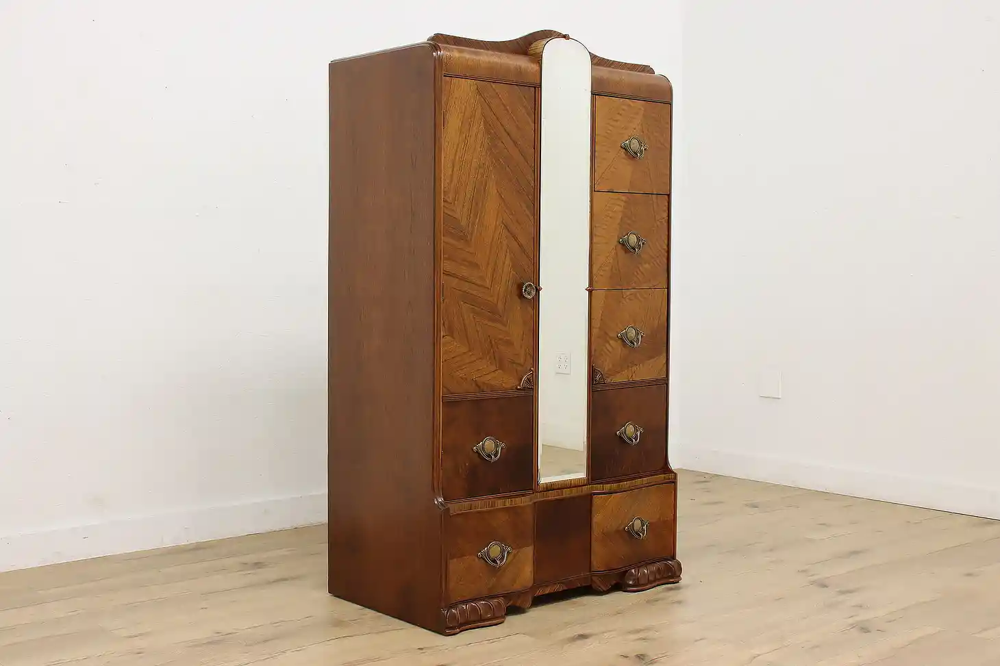 Art Deco Waterfall Vintage 5 Pc King Bedroom Set, Tri-Bond