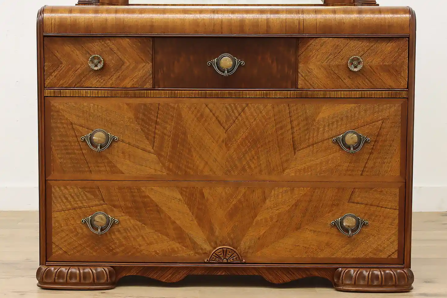 Art Deco Waterfall Vintage 5 Pc King Bedroom Set, Tri-Bond
