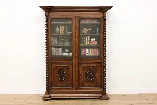 Renaissance Design Antique Carved Oak Bookcase or Display #55809