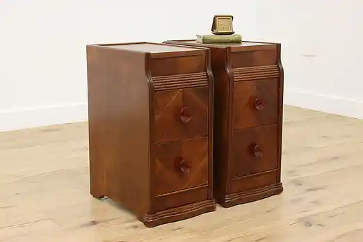 Art Deco Vintage Mahogany Nightstands or End Tables, United #51654