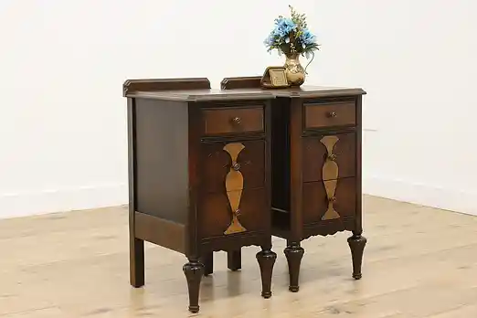 Pair of Tudor Vintage Walnut Nightstands, End or Side Tables #55342