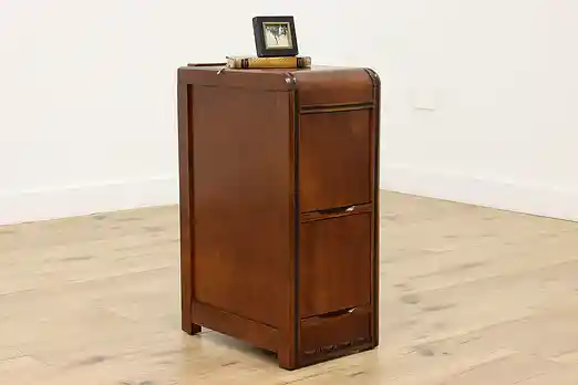 Art Deco Vintage Waterfall Walnut Nightstand, End Table #55530