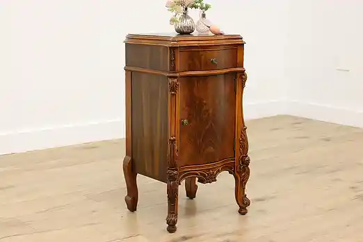 French Design Antique Carved Walnut Nightstand or End Table #55929