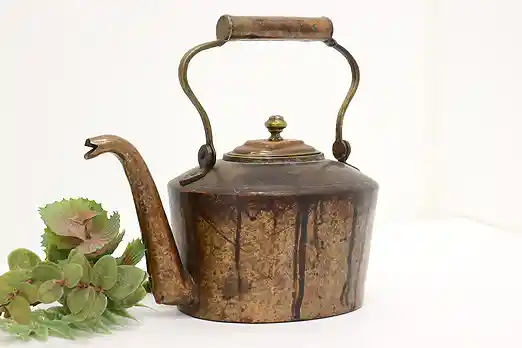 Farmhouse Vintage Copper Tea Kettle or Coffee Pot #46282