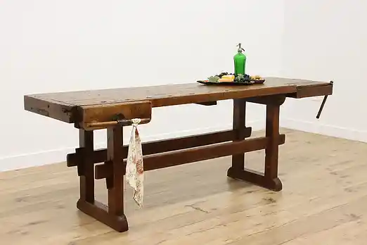 Industrial Antique Carpenter Workbench or Kitchen Island #55699