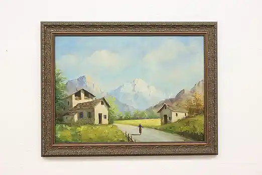 Italian Farm Vintage Original Oil Painting Antonio 32.5" #56015