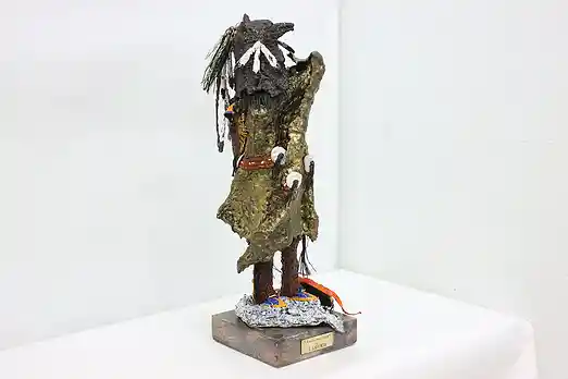 Native American Warrior Vintage Iron Sculpture, Giunta #53034