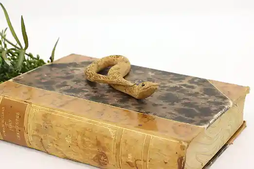 Folk Art Vintage Carved Cork Snake Sculpture #46260